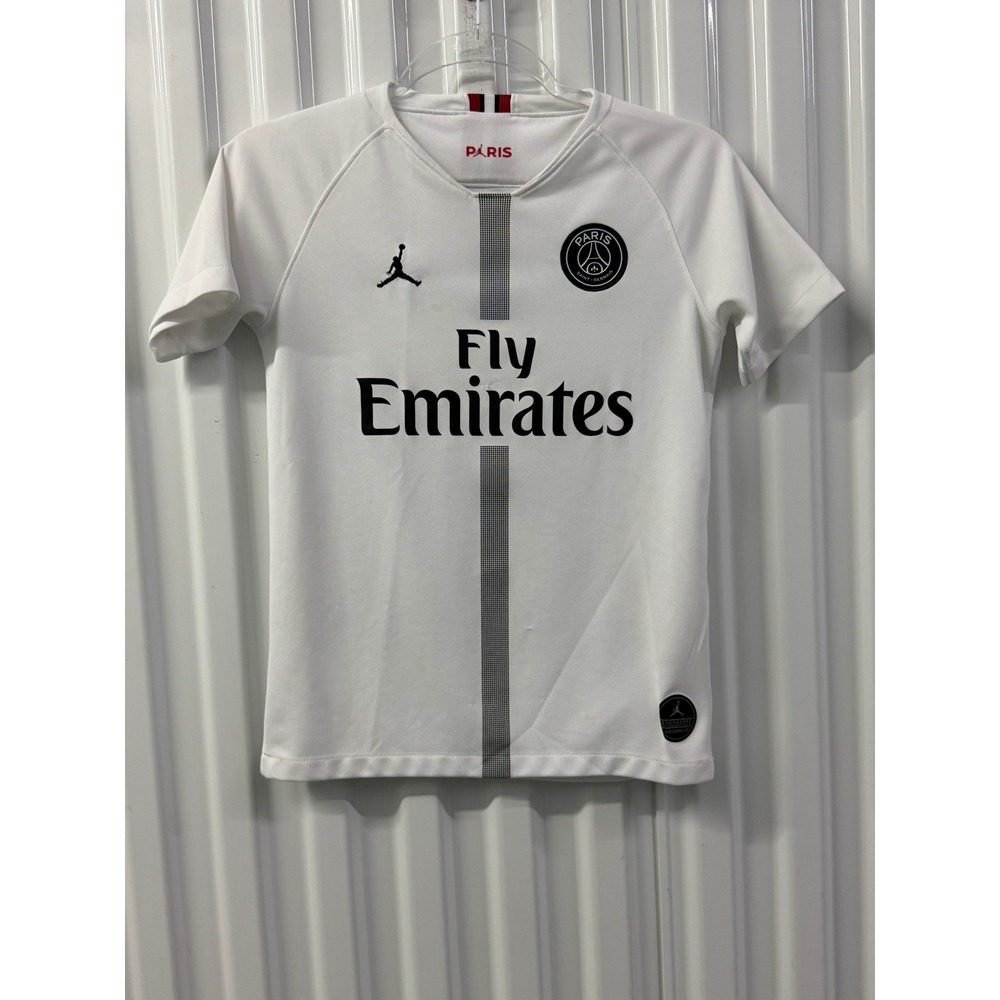 Jordan PSG Soccer Jersey Kids S White Good Neymar Jr 10 Fly Emirates Away